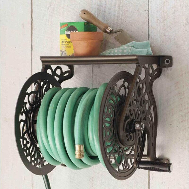 Traditional Wall Mount Hose Reel With Crank