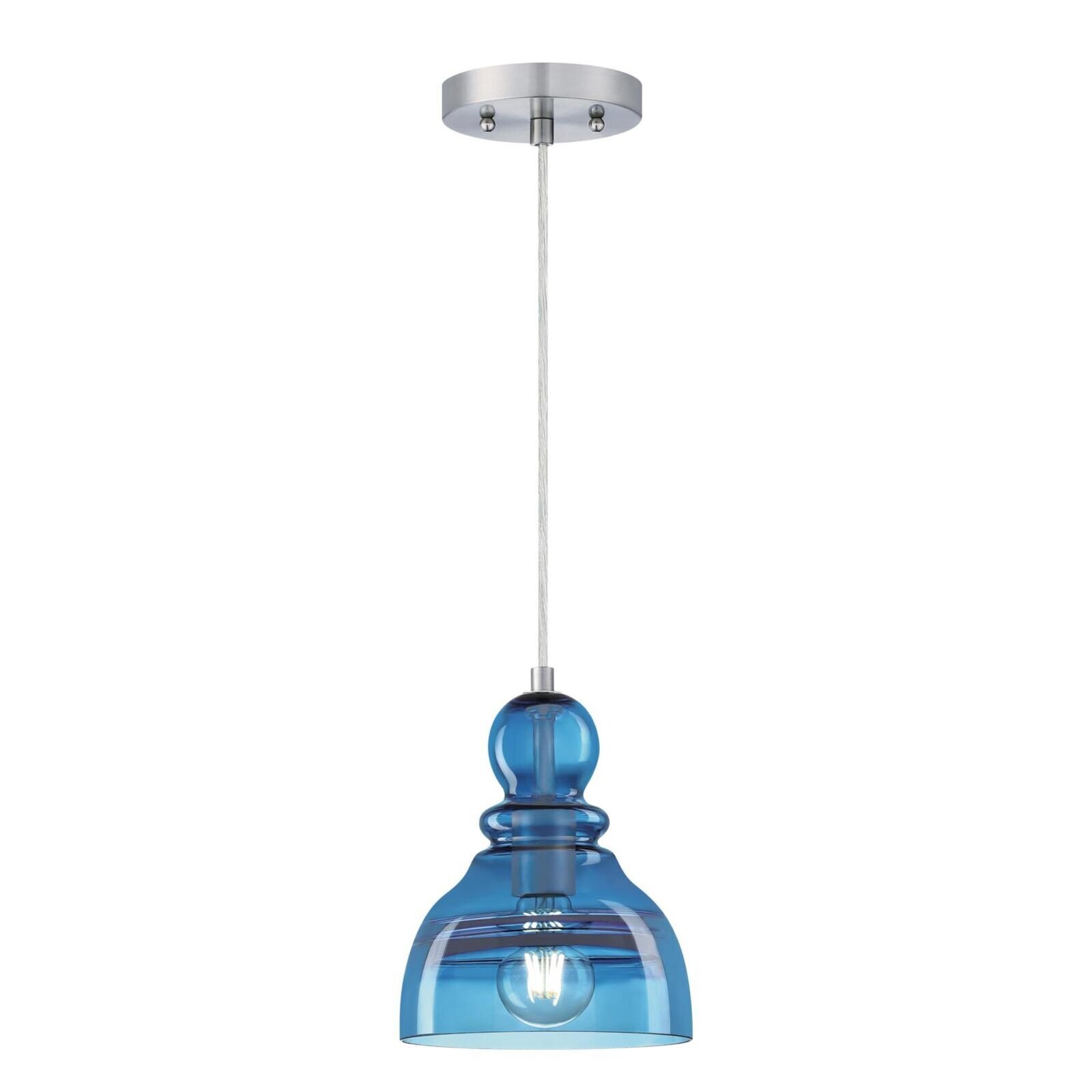 Transitional turquoise glass pendant light