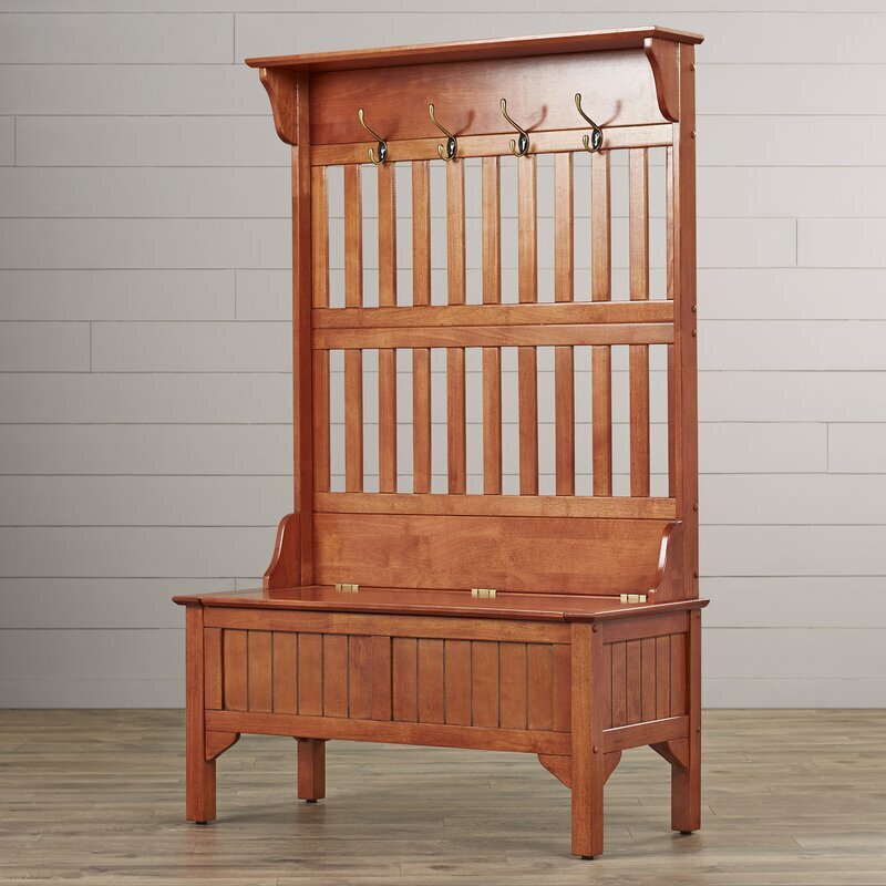 Trendy Minimalistic Neutral Hall Tree Bench