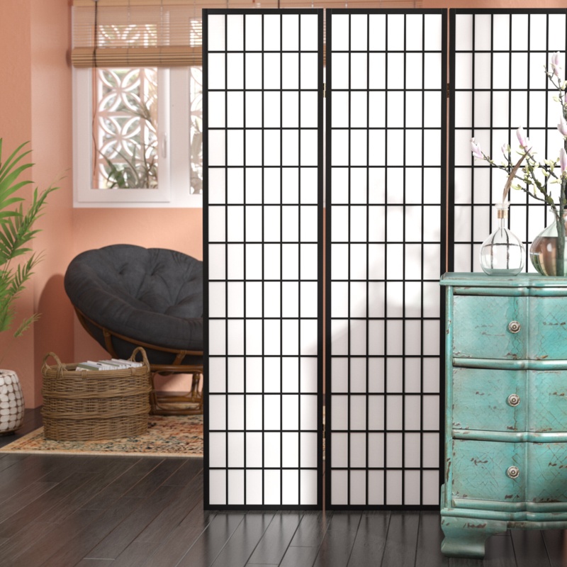Triana 51'' W x 70'' H 3 - Panel Solid Wood Folding Room Divider