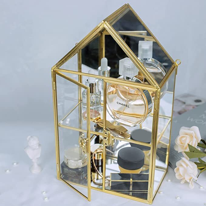 Triangular hanging glass cabinet
