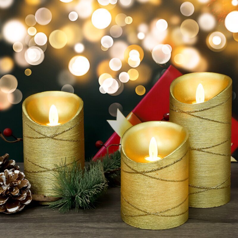 Trio of Large Flameless Candles