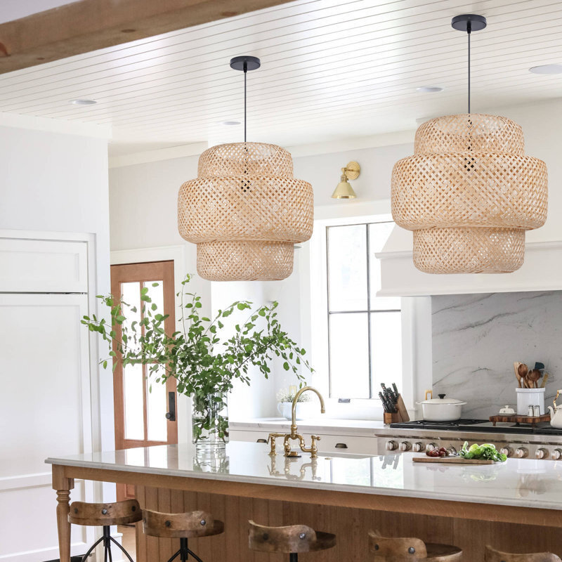 Triple Tiered Bamboo Light Fixture