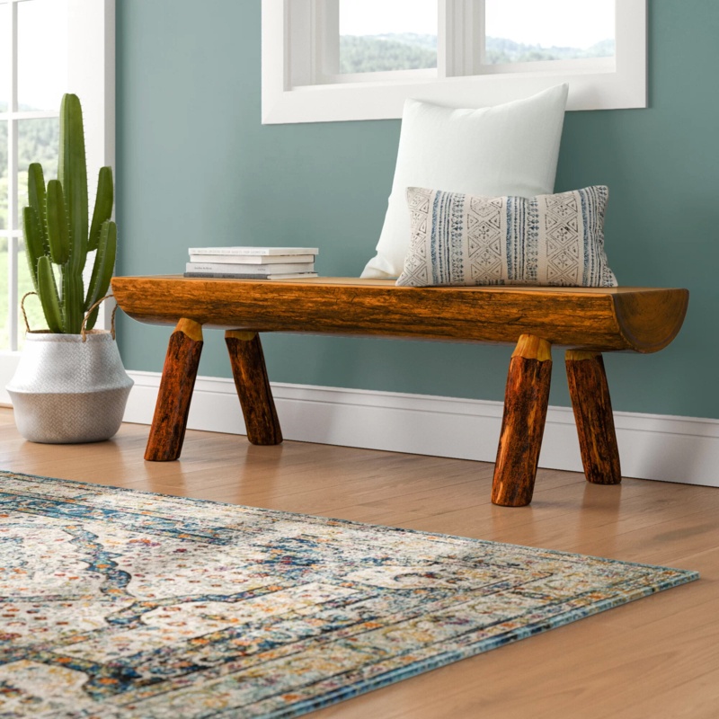 Tustin Half Log Wood Bench