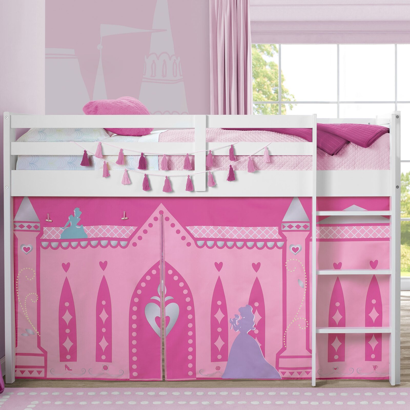 Twin loft castle bed for girls