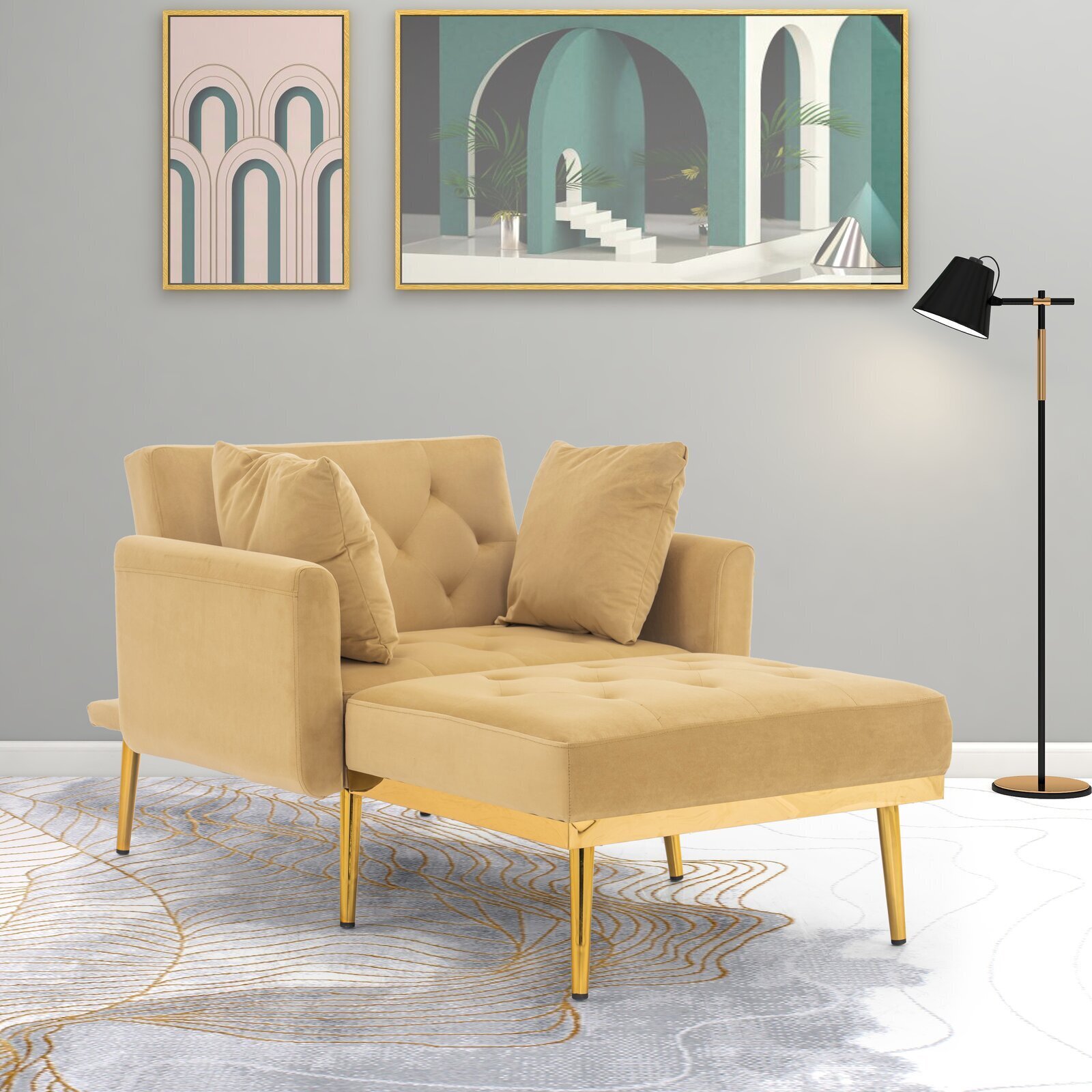 Two Arm Formal Chaise Lounge 