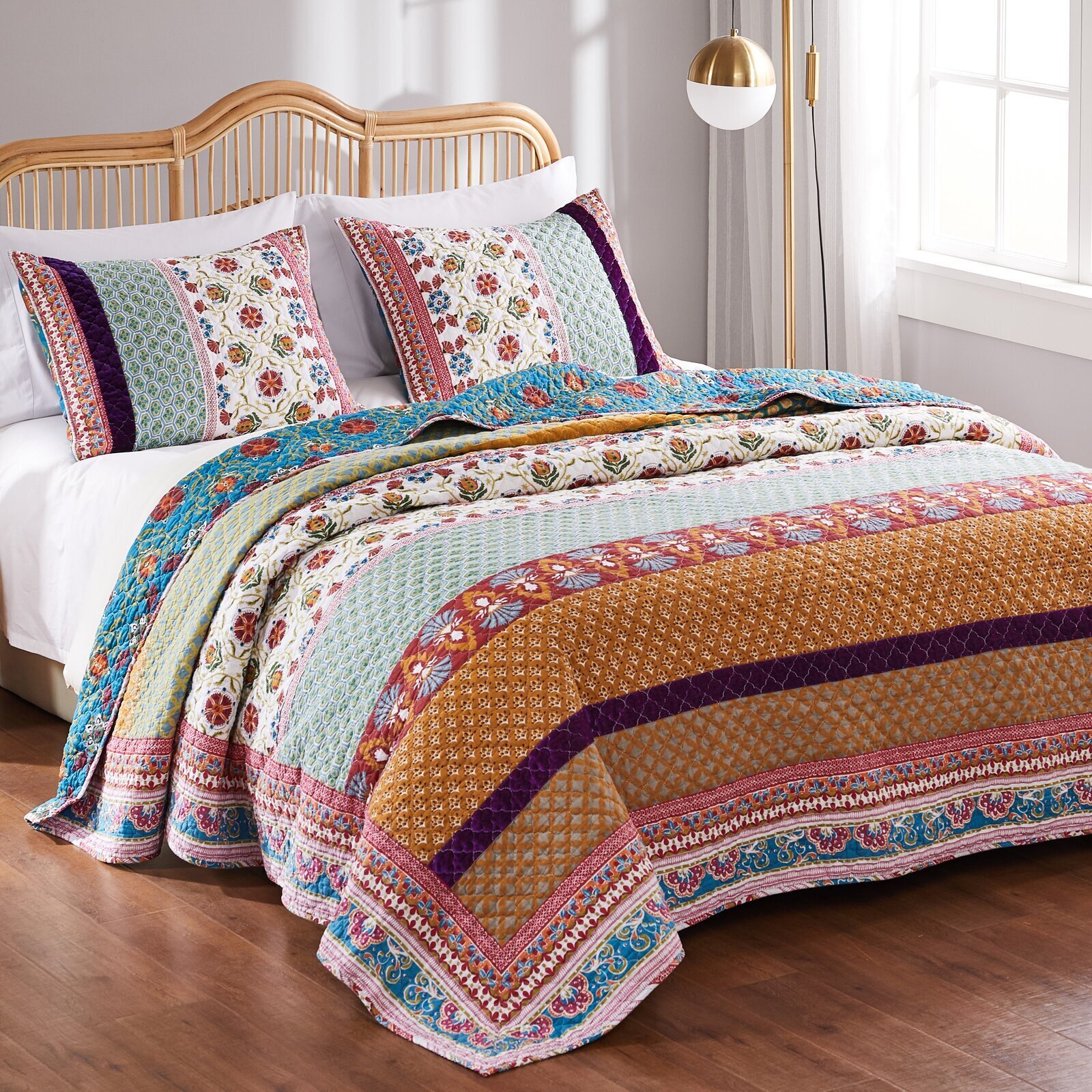 Two Sided Vintage Boho or Modern Floral Quilt
