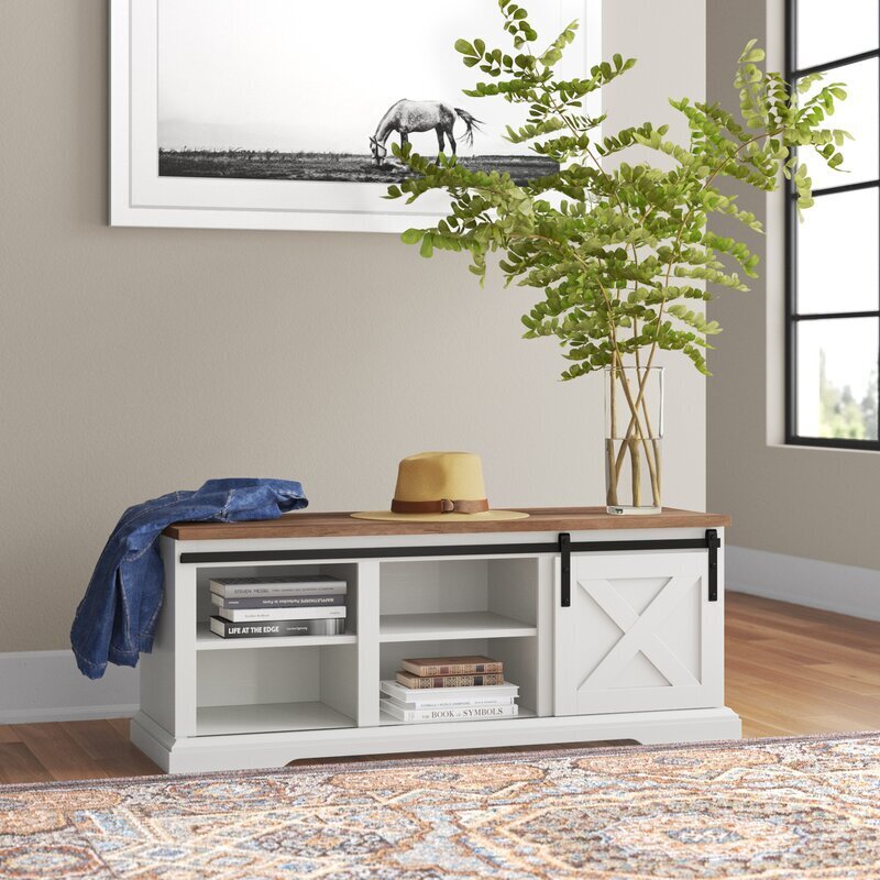 Two Tone Country Chic Shoe Bench