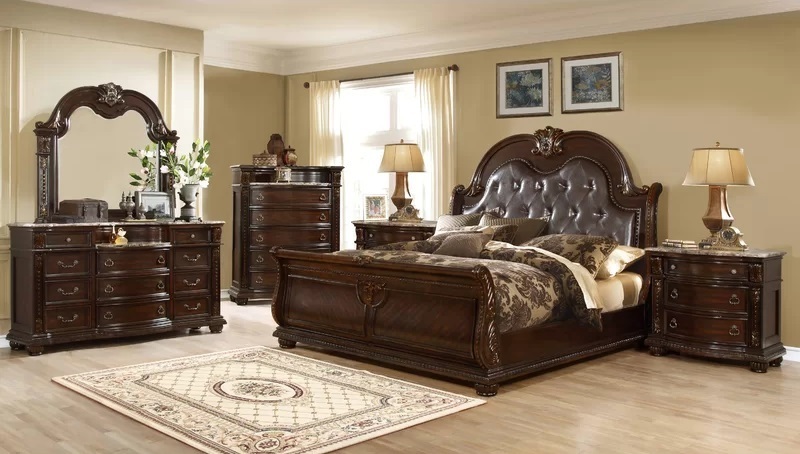 Two Toned Upholstered Baroque Bed Frame