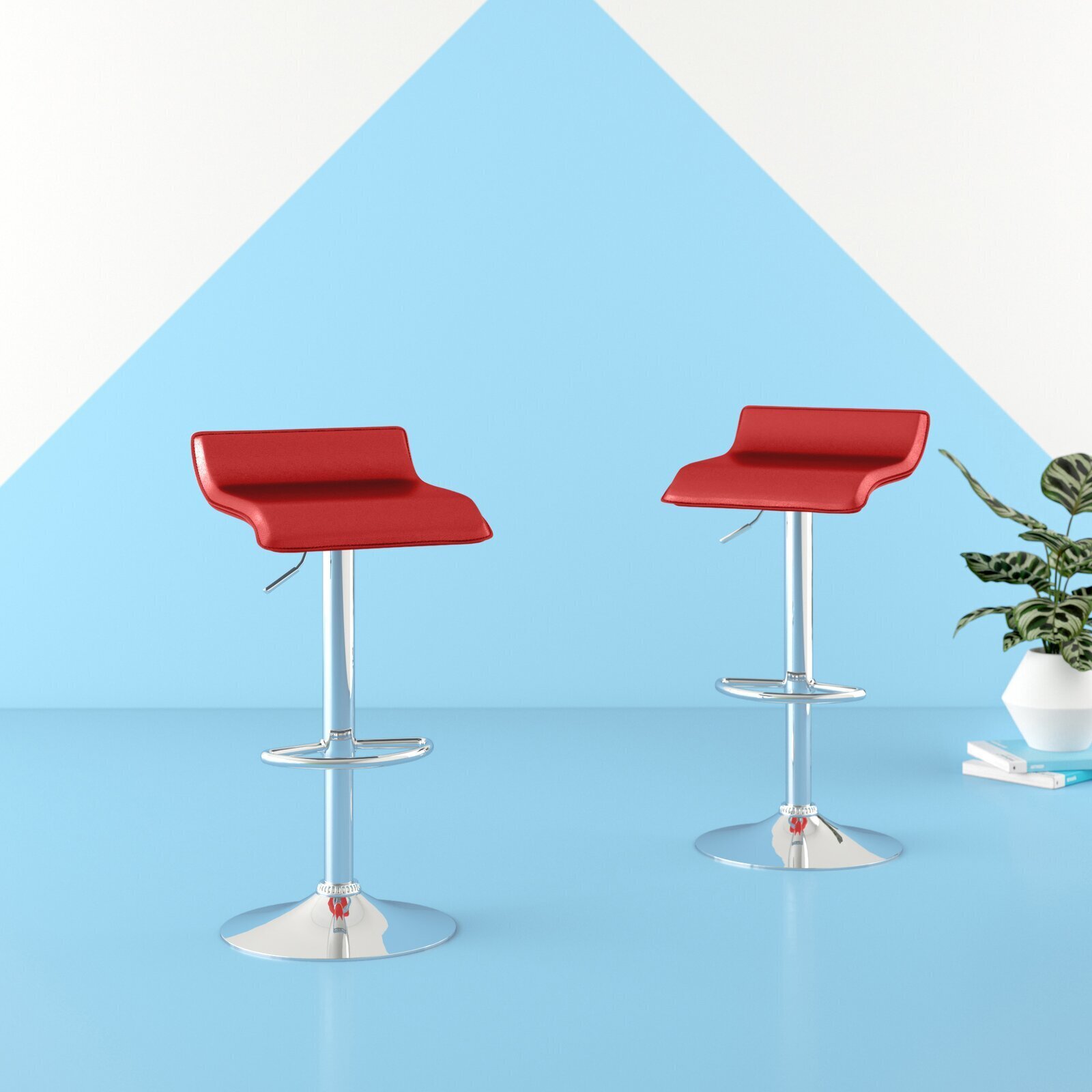 Ultra Modern Backless Red Leather Stool