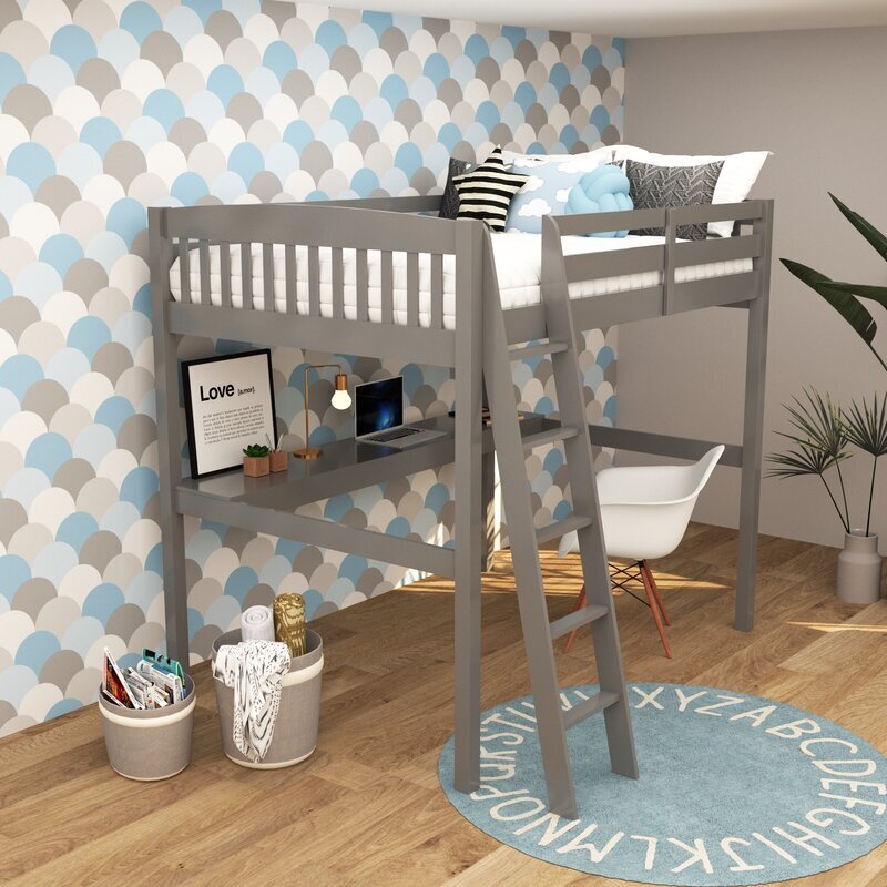 Understated Neutral Wood Bunk Desk