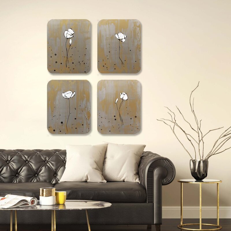 Unframed Metal Flowers Wall Art