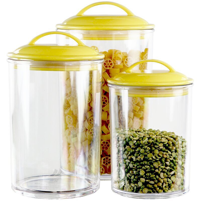 Unique Clear Yellow Tea Coffee Sugar Canisters