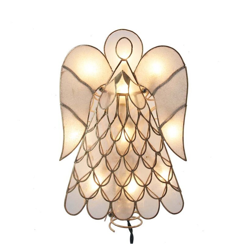 Unique Lighted Capiz Angel Tree Topper