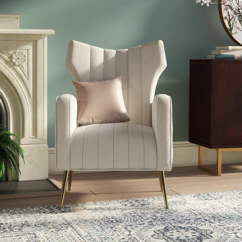 Unique Velvet Wingback Armchair