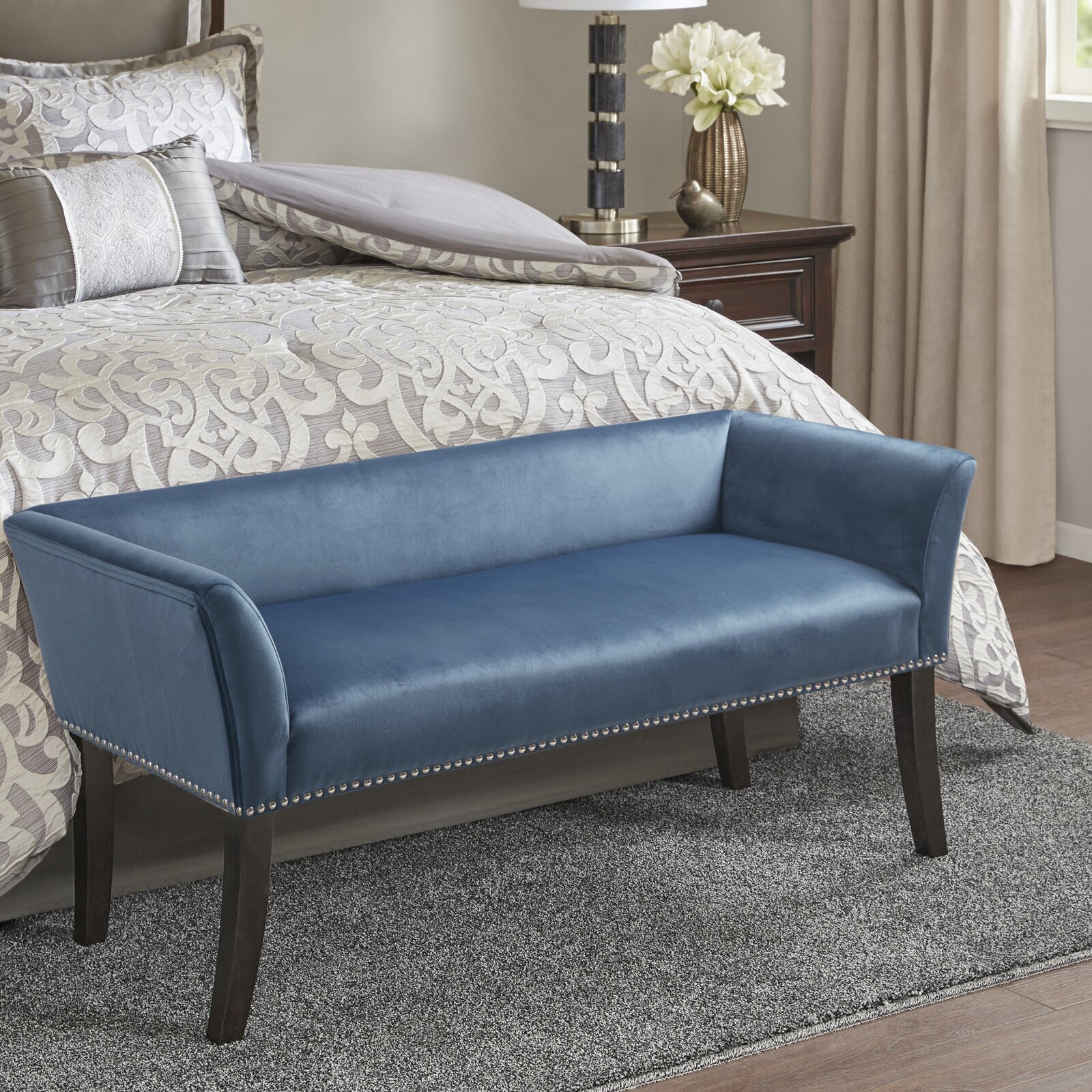 Upholstered Bench With Arms And Back