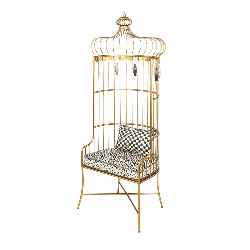 Upholstered metal frame mad hatter chair