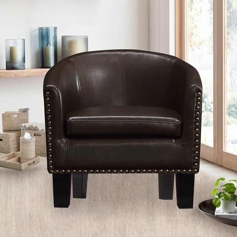 Upholstered Rounded Barrel Italian Armchair