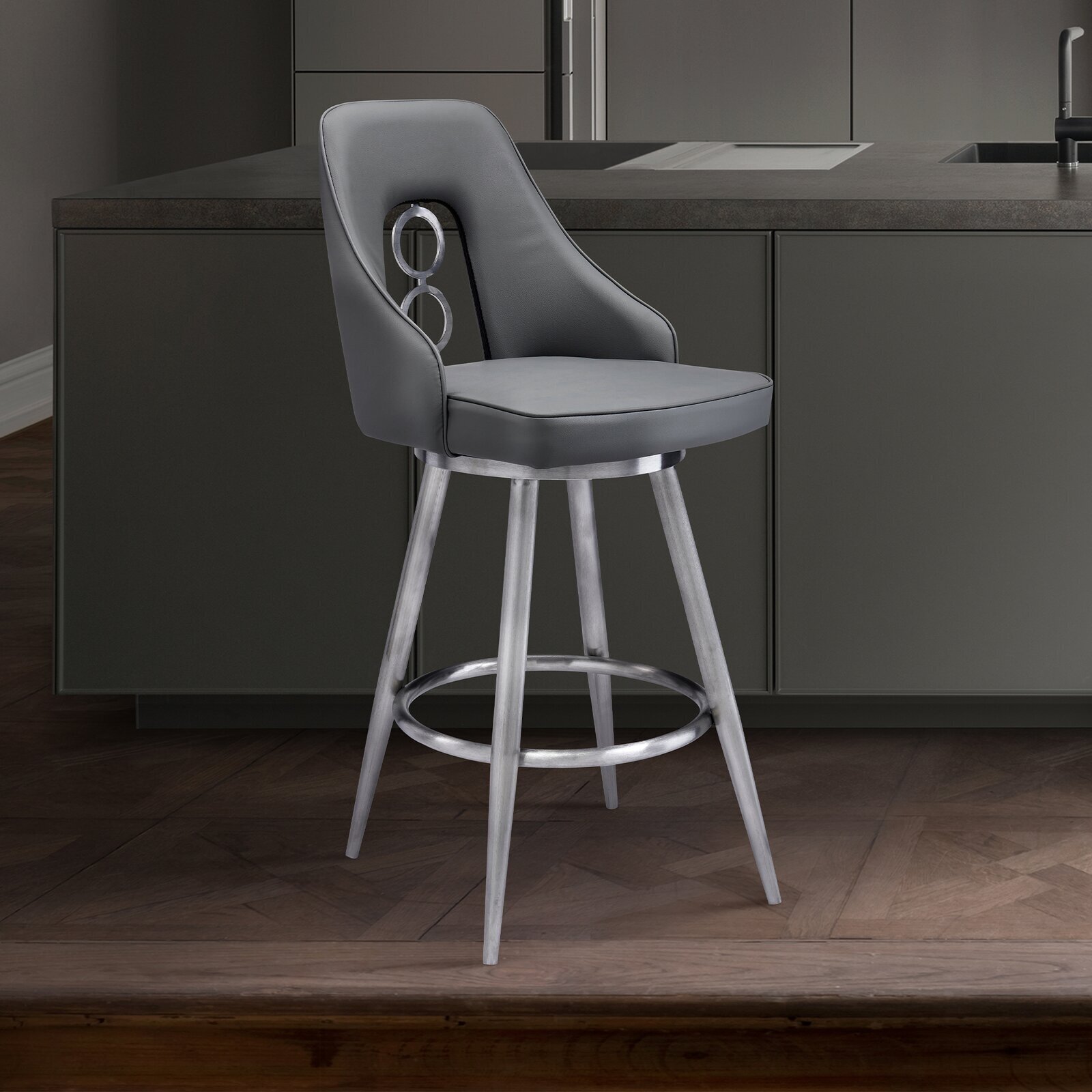 Upholstered Stainless Steel Bar Stool