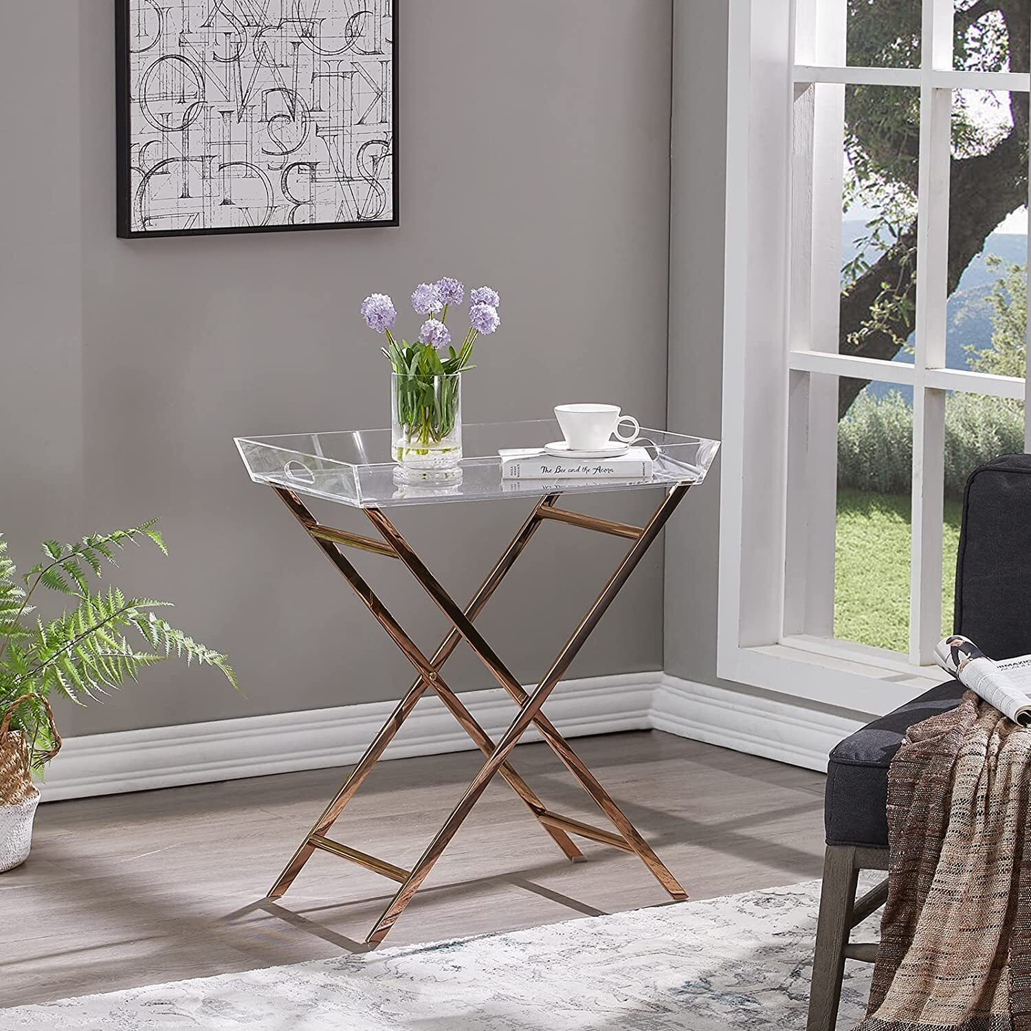 Upscale Folding Mixed Material Table