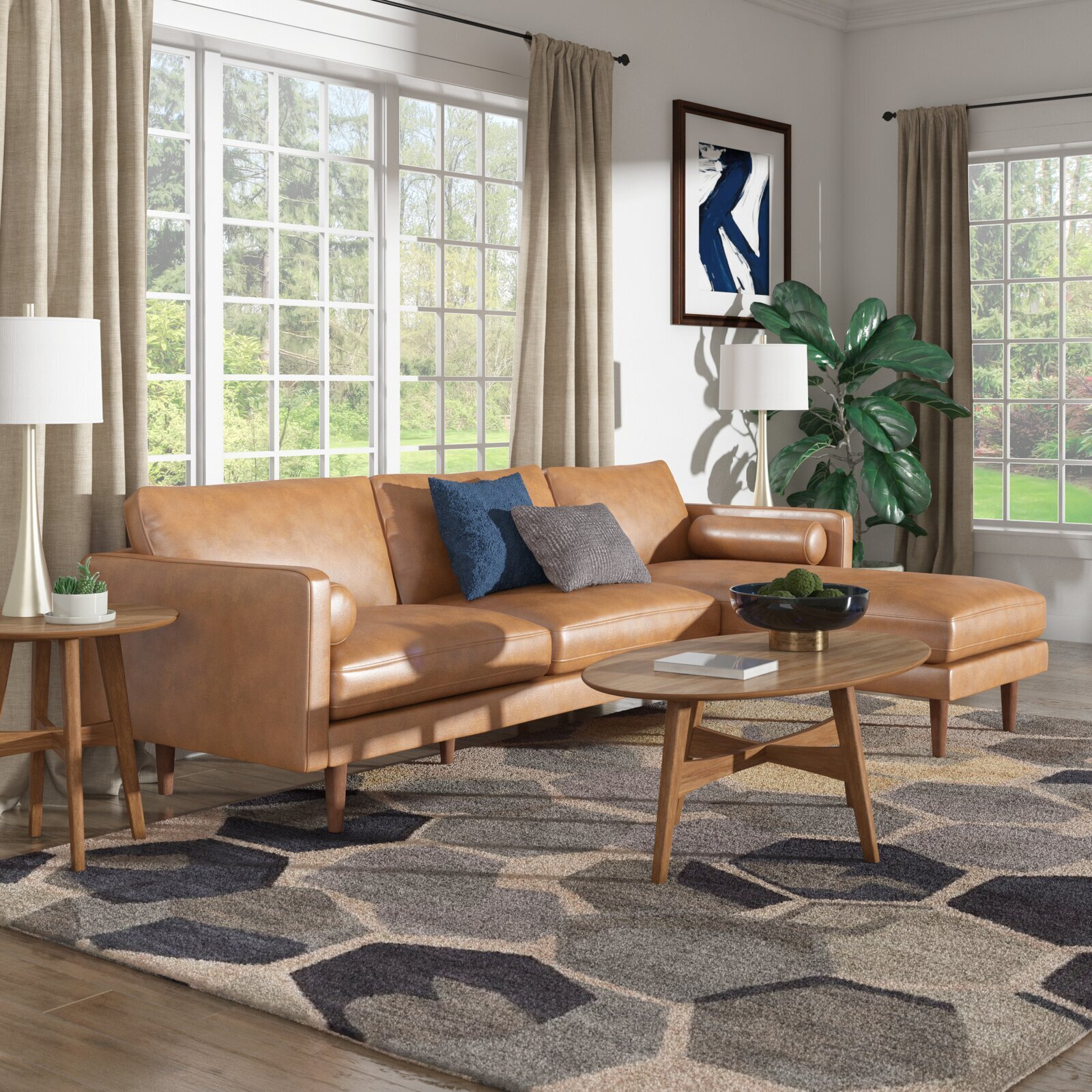 Vegan Leather Chaise Sectional
