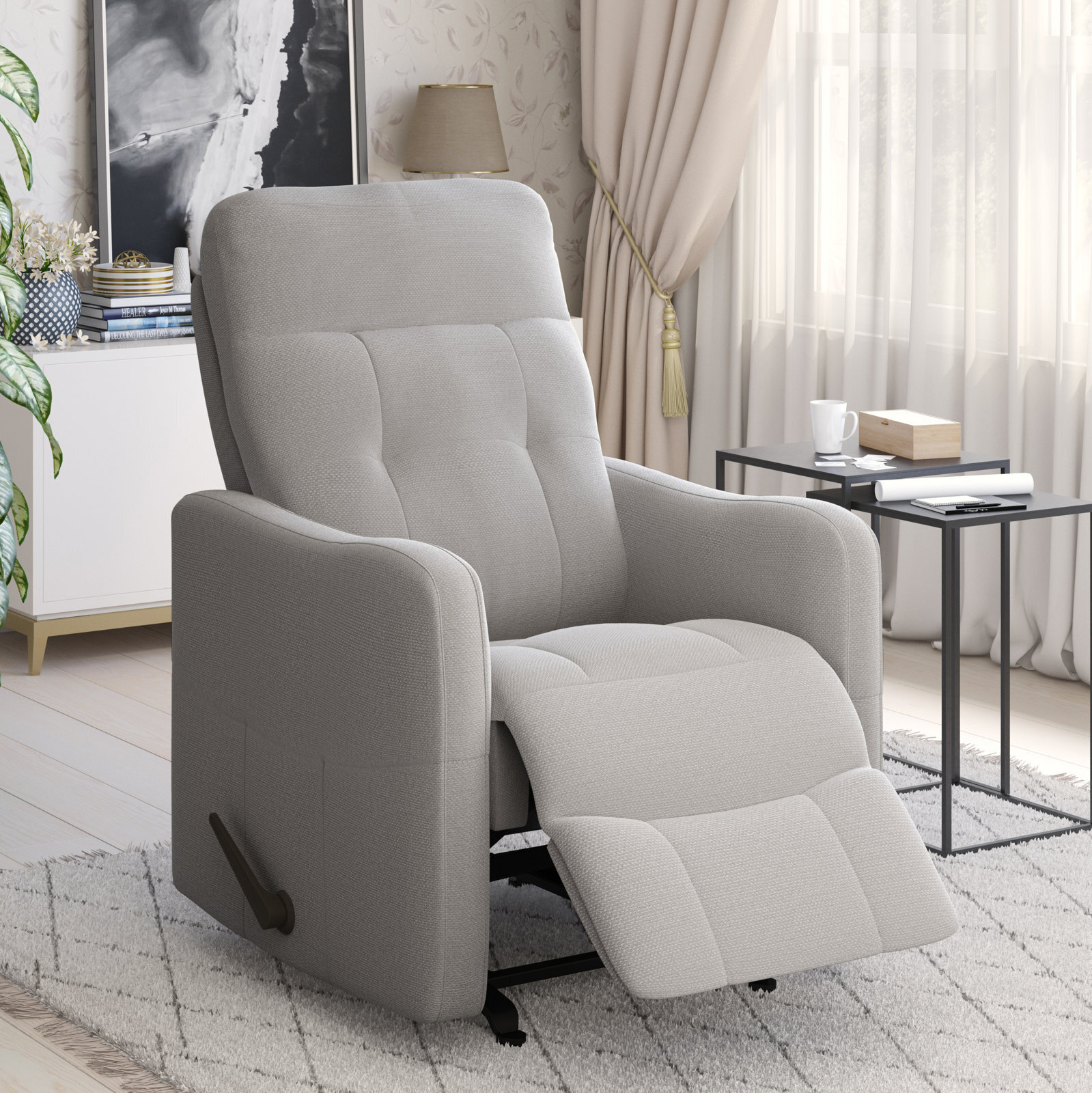 Velour Upholstered Recliner