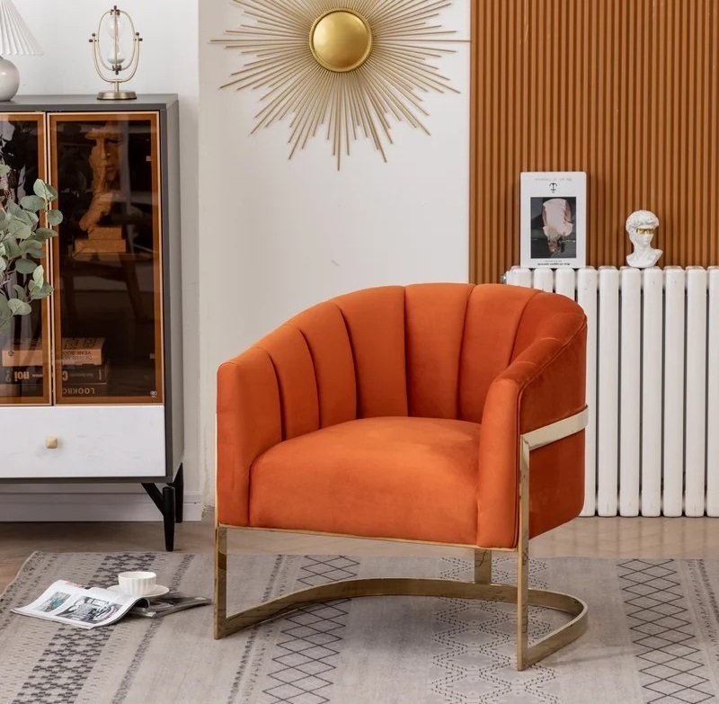 Velvet Barrel Back Chair