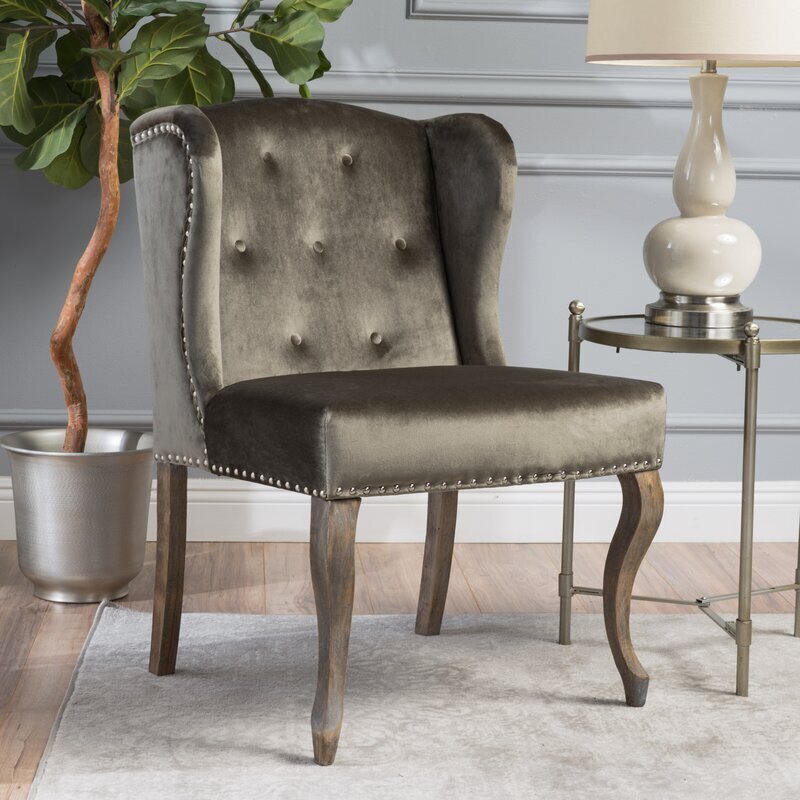 Velvet Queen Anne Chair