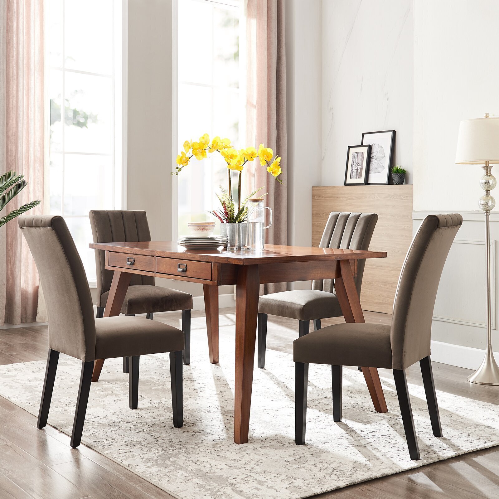 Versatile dining table with drawers