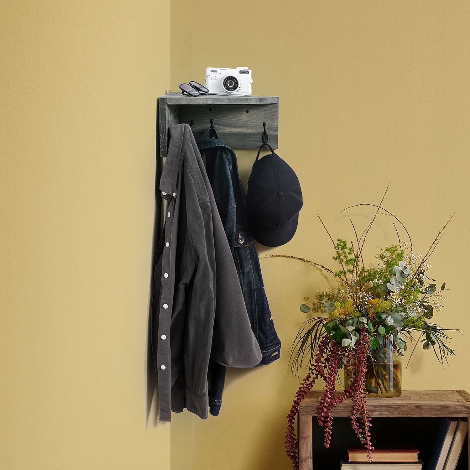 Corner Shelf With Hooks