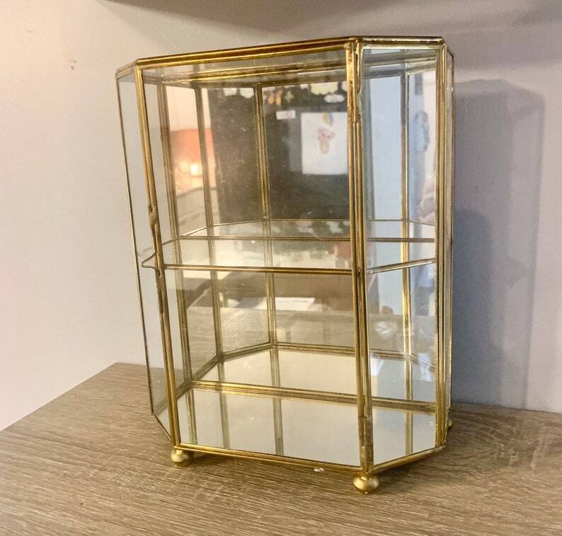Vintage hanging glass display cabinet