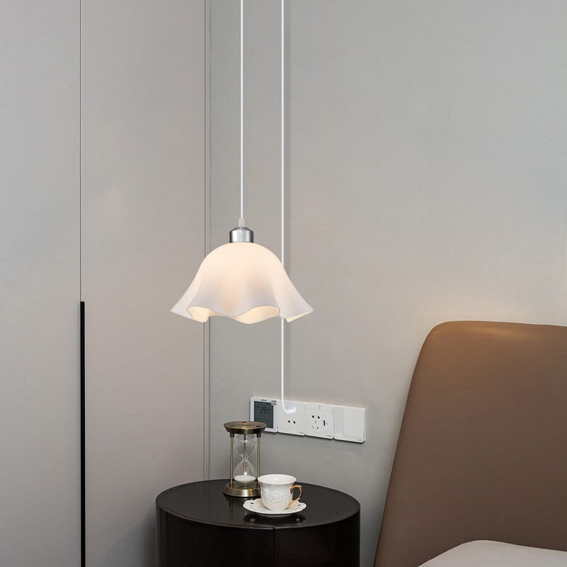 Vintage hanging lamp with frosted glass