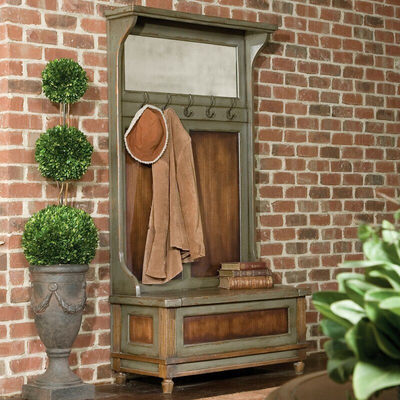 Vintage Mixed Material Mirrored Hall Tree