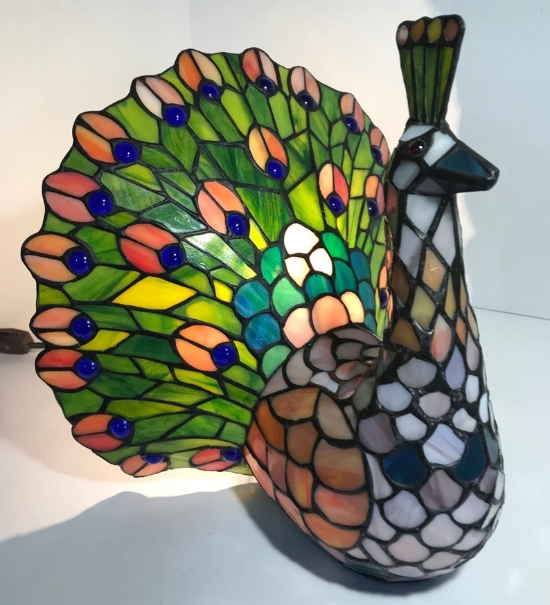 Vintage Peacock Table Lamp