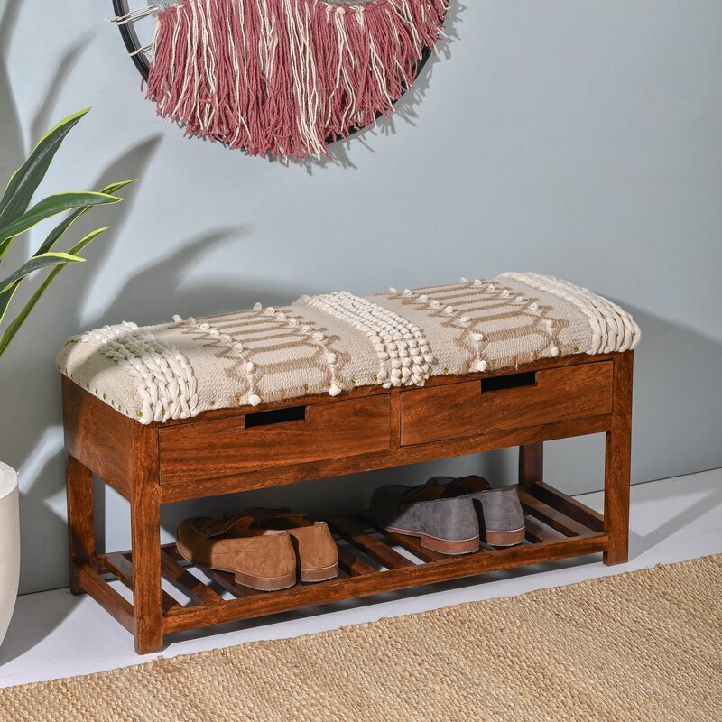 Vintage Southwestern Inspired Shoe Bench