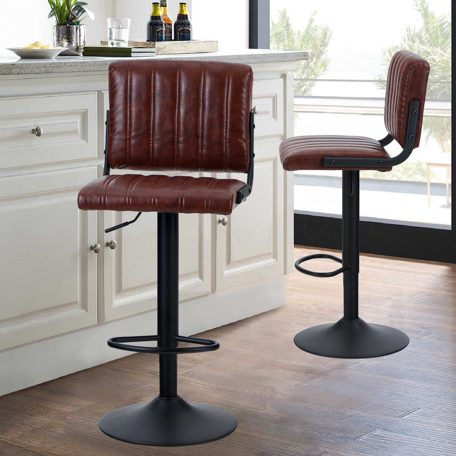 Red Leather Bar Stools