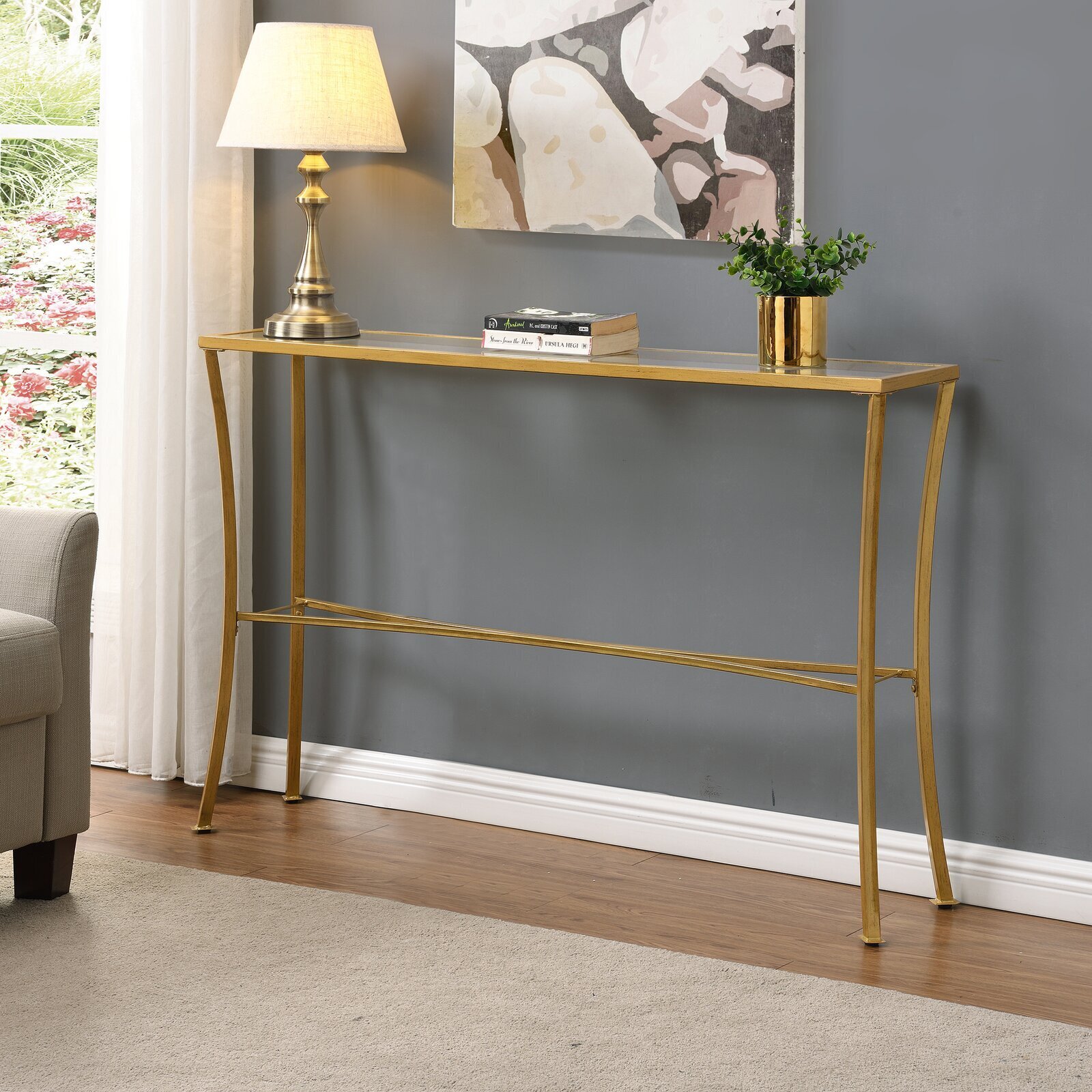 Vintage Style Glass Console Table