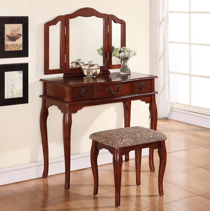 Vintage Vanity With Mirror and Drawers