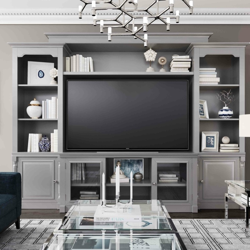 Traditional Entertainment Center with LED Lights