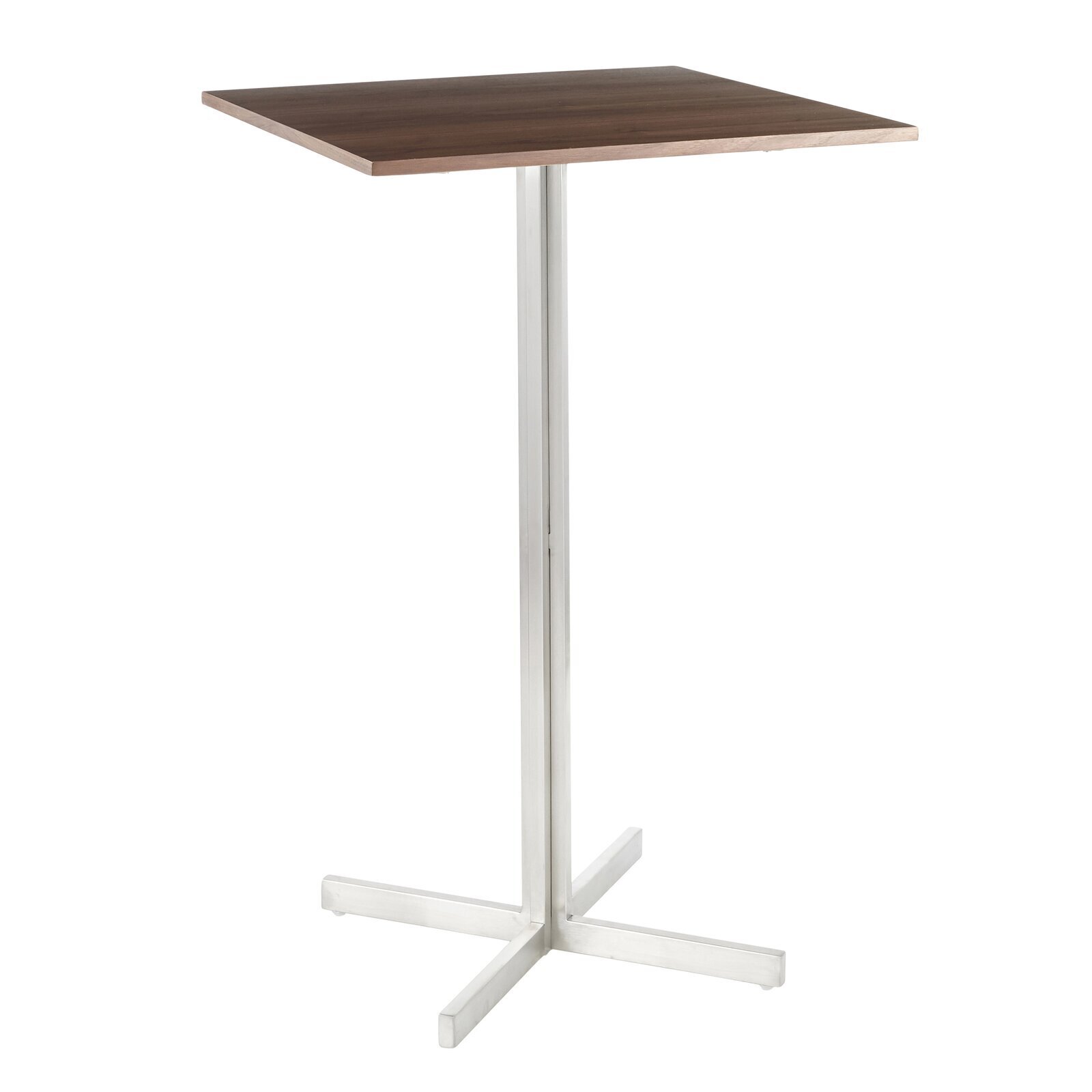 Walnut Topped Stainless Steel Bar Table 
