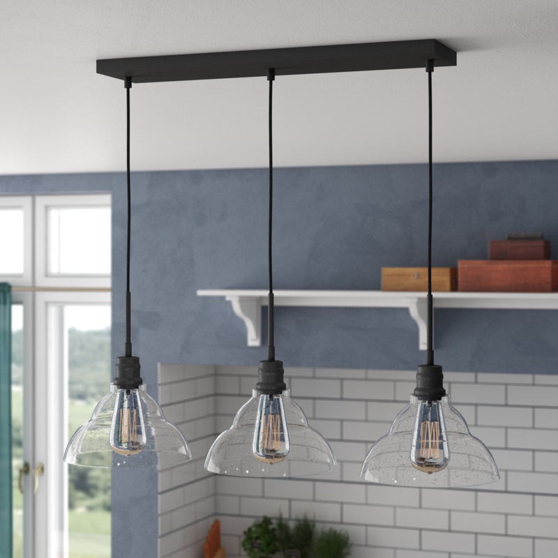 Westman 3 - Light Kitchen Island Linear Pendant with Glass Accents