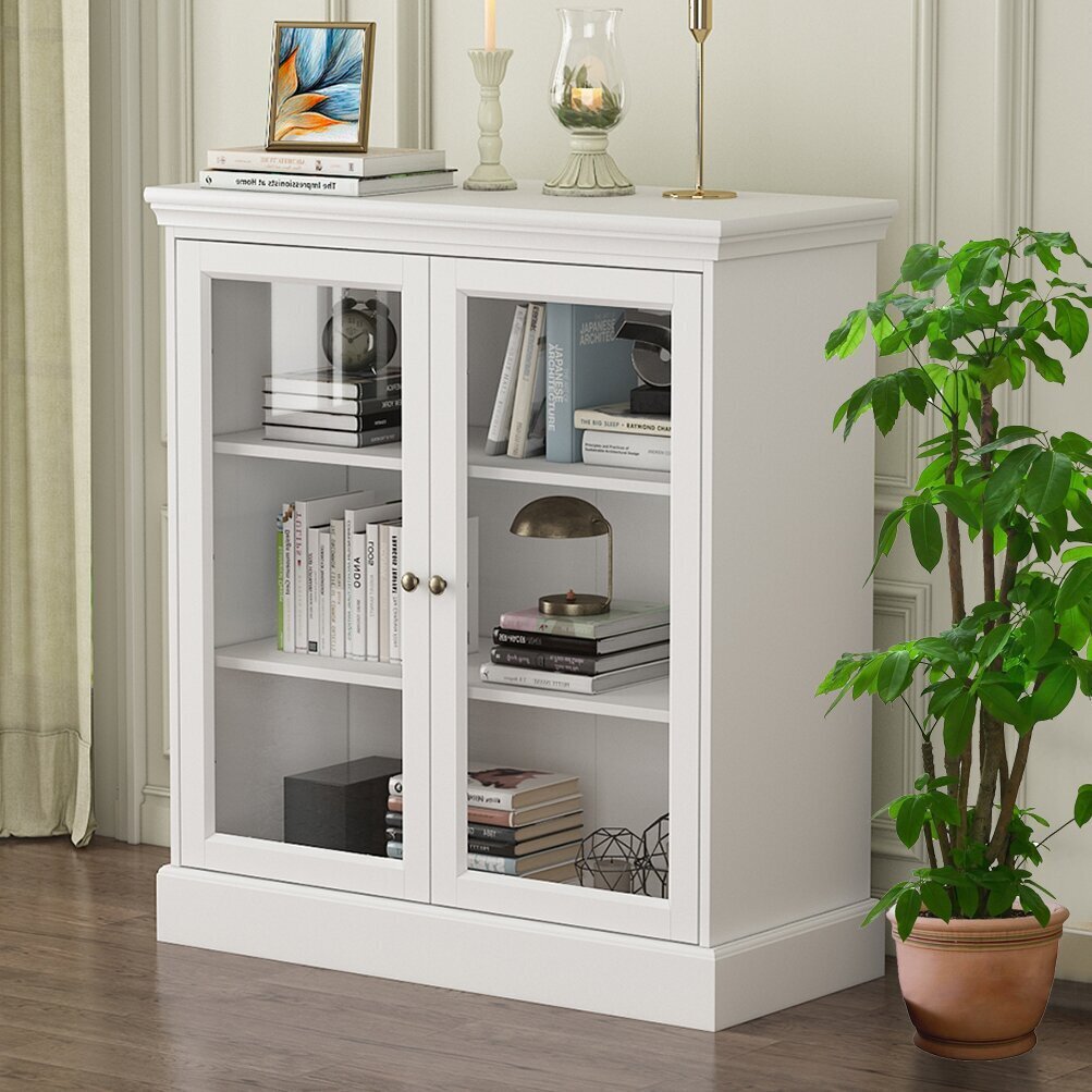 White Bookcase With Glass Doors