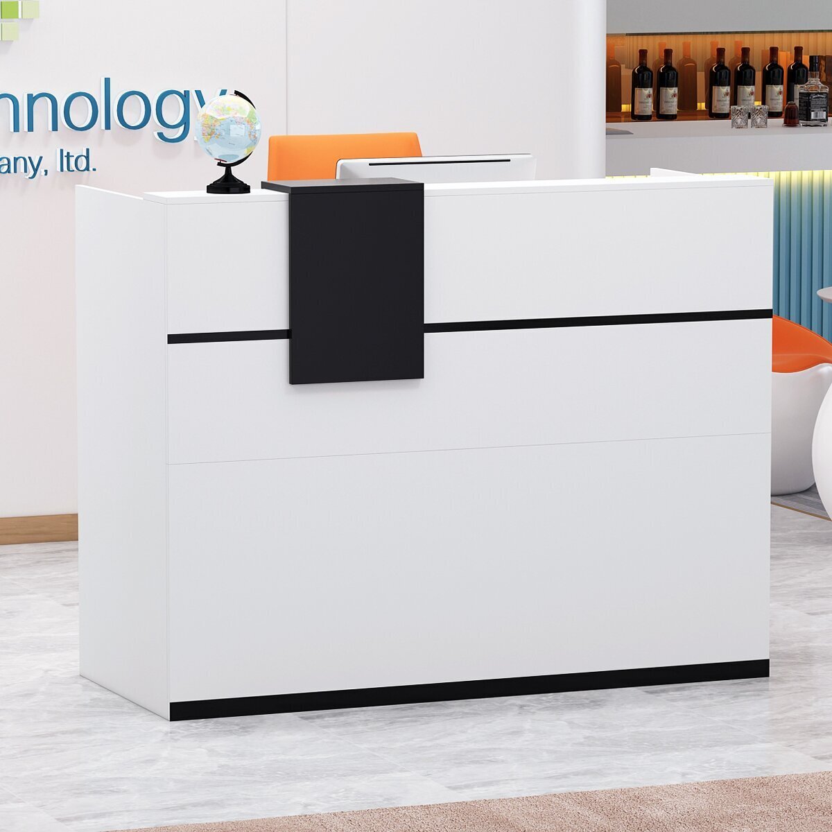 White Corner Desk With Chic Front