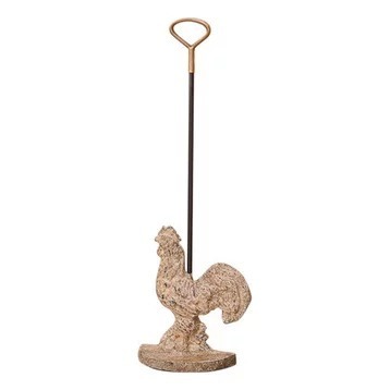 White iron rooster vintage doorstop 