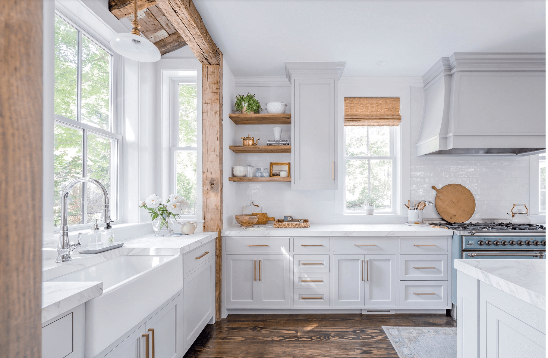 White Kitchen With Various Wood Accents