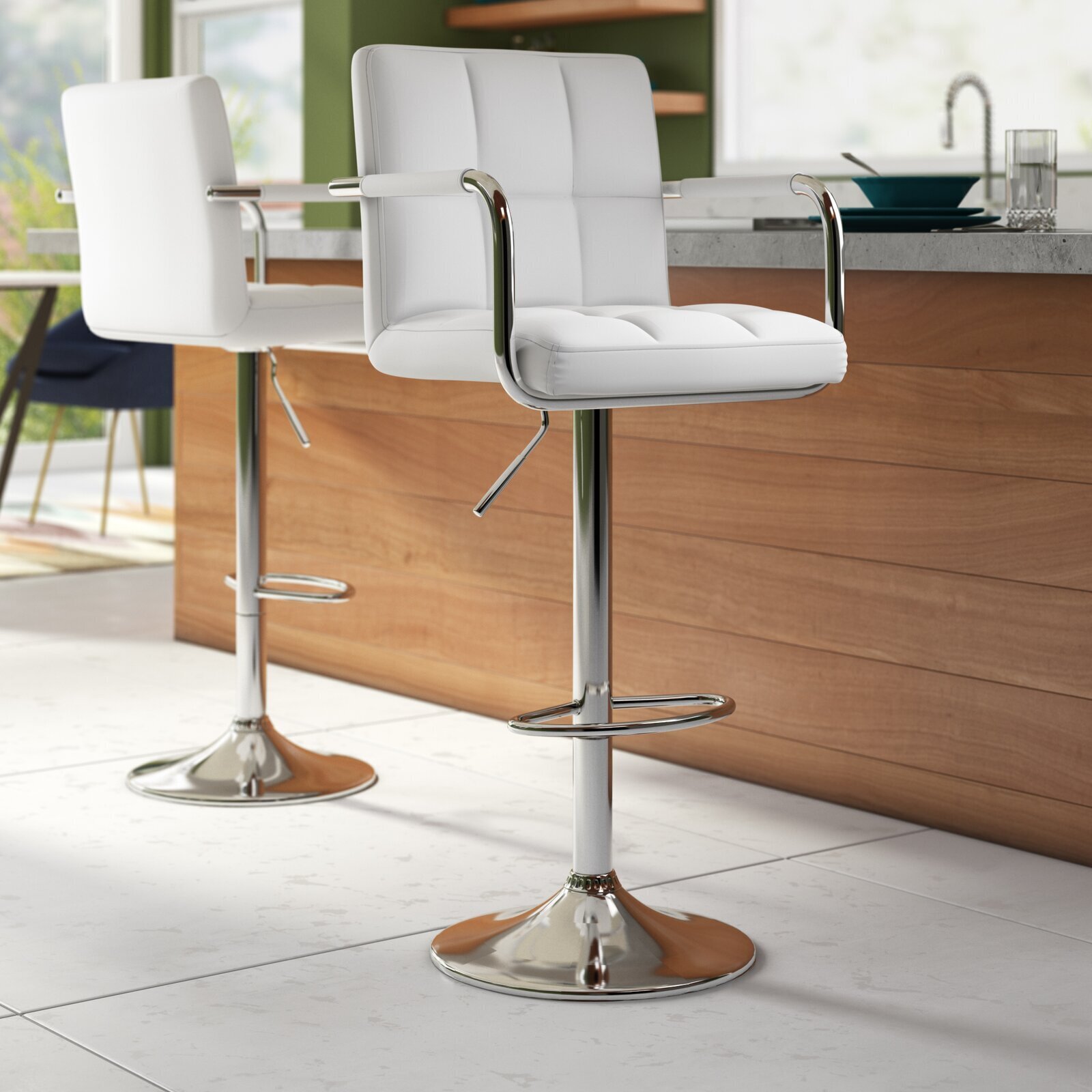 White Leather Bar Stool