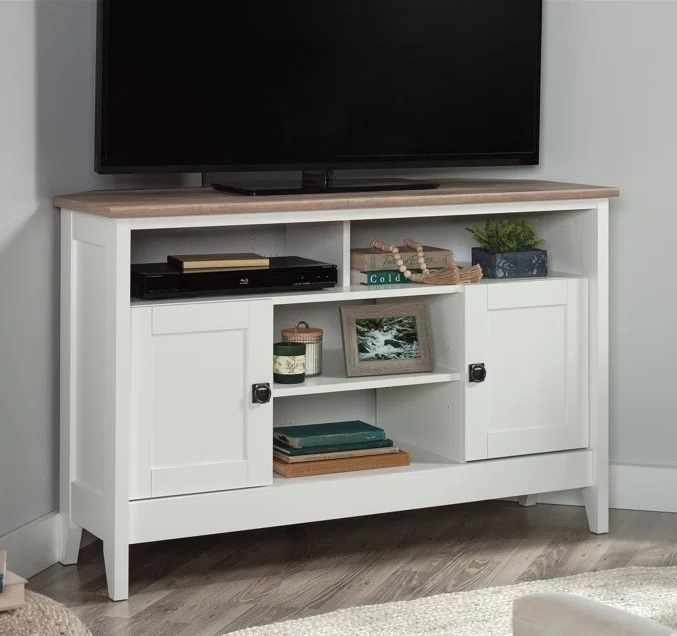 White Oak Corner TV Stand