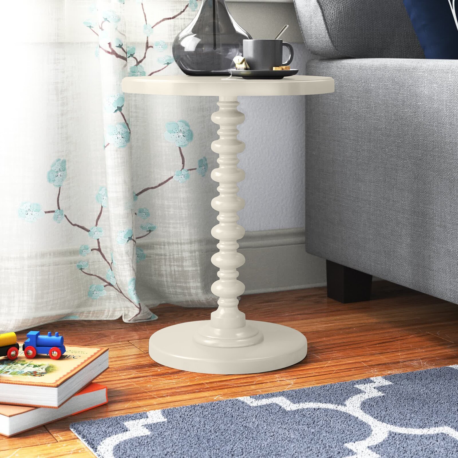 White Round Pedestal Side Table