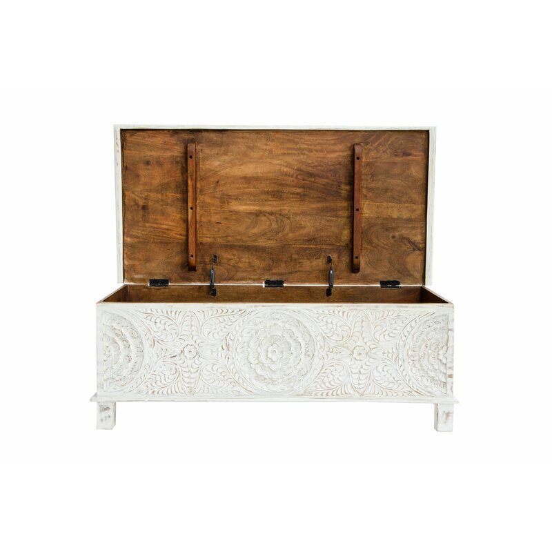 White shabby chic trunk in a decorative design