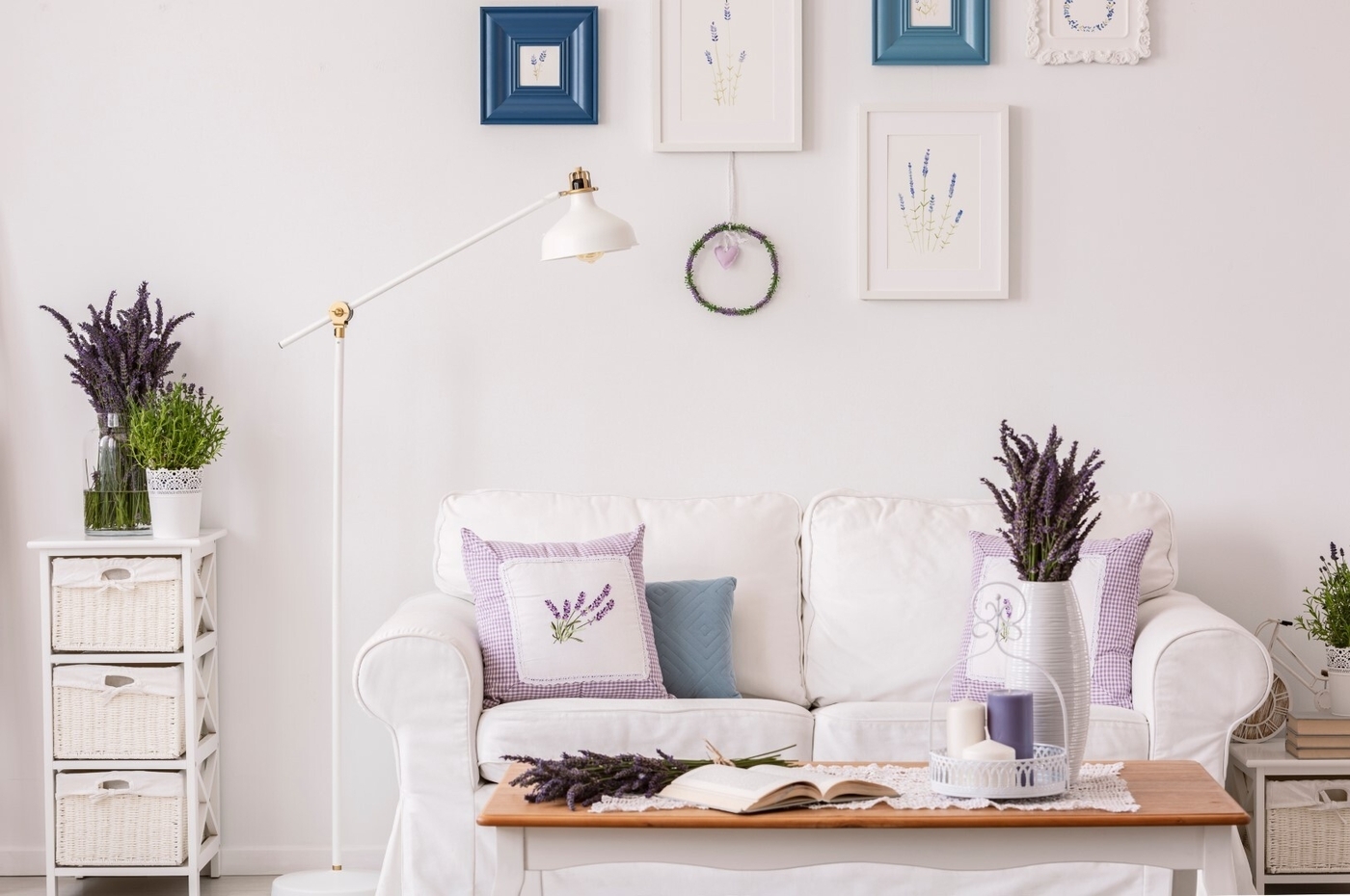 White sofa in living room